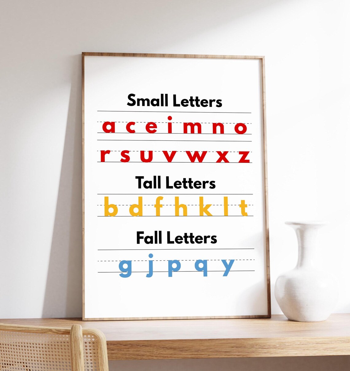 Tall Fall Alphabet Chart, Kids Room Poster
