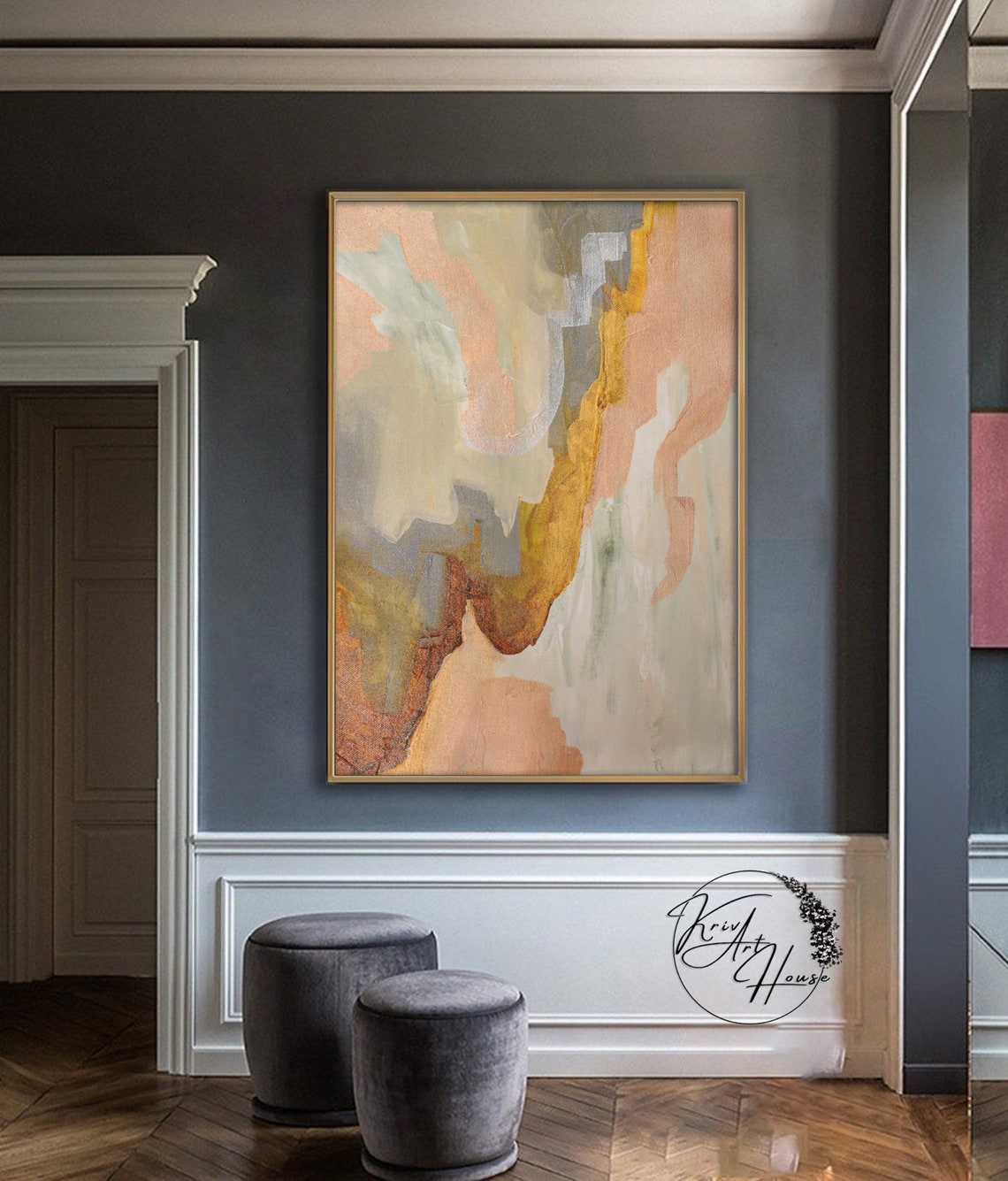 Rust Peach Cream Soft Desert Tones Abstract Painting Calm Wall Poster - Image 4
