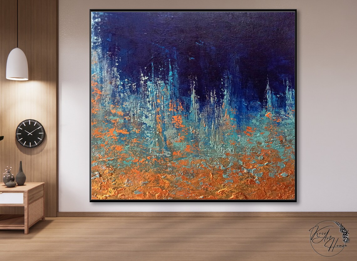 Blue Abstract Painting, Oversized Wall Art Print - Image 2