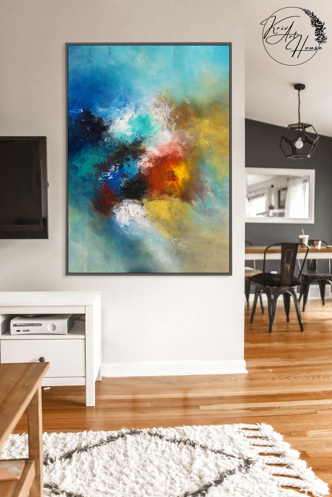Colorful Abstract Textured Wall Art Poster Print - Image 3