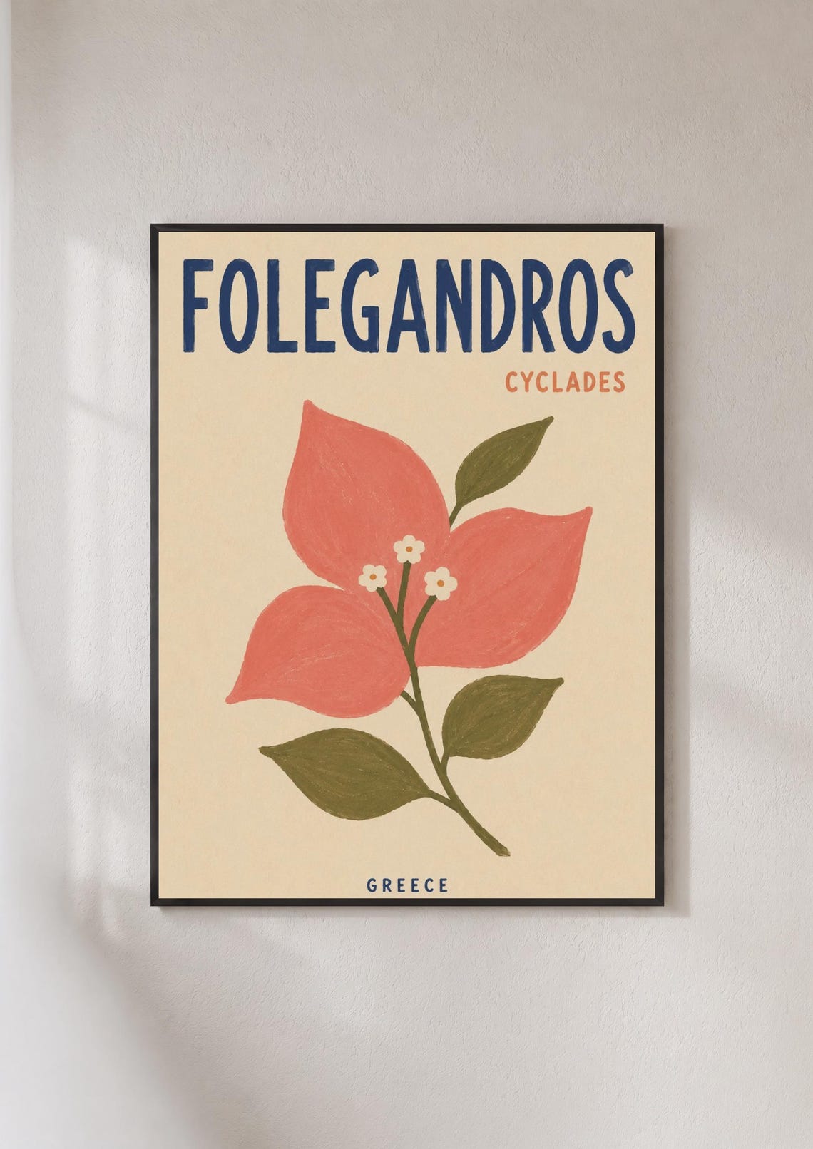 Folegandros Cyclades Greece Travel Poster Bougainvillea Flower Art