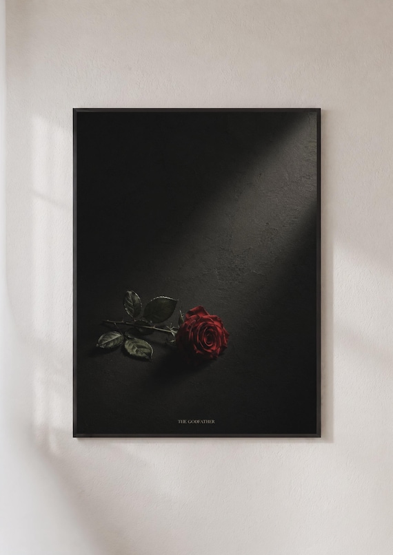 The Godfather Red Rose Dark Moody Classic Cinema Film Art Poster