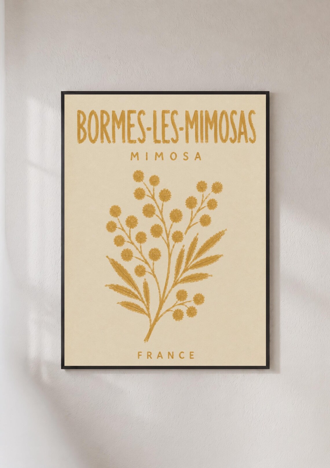 Bormes Les Mimosas France Travel Poster Vintage Mimosa Floral Art