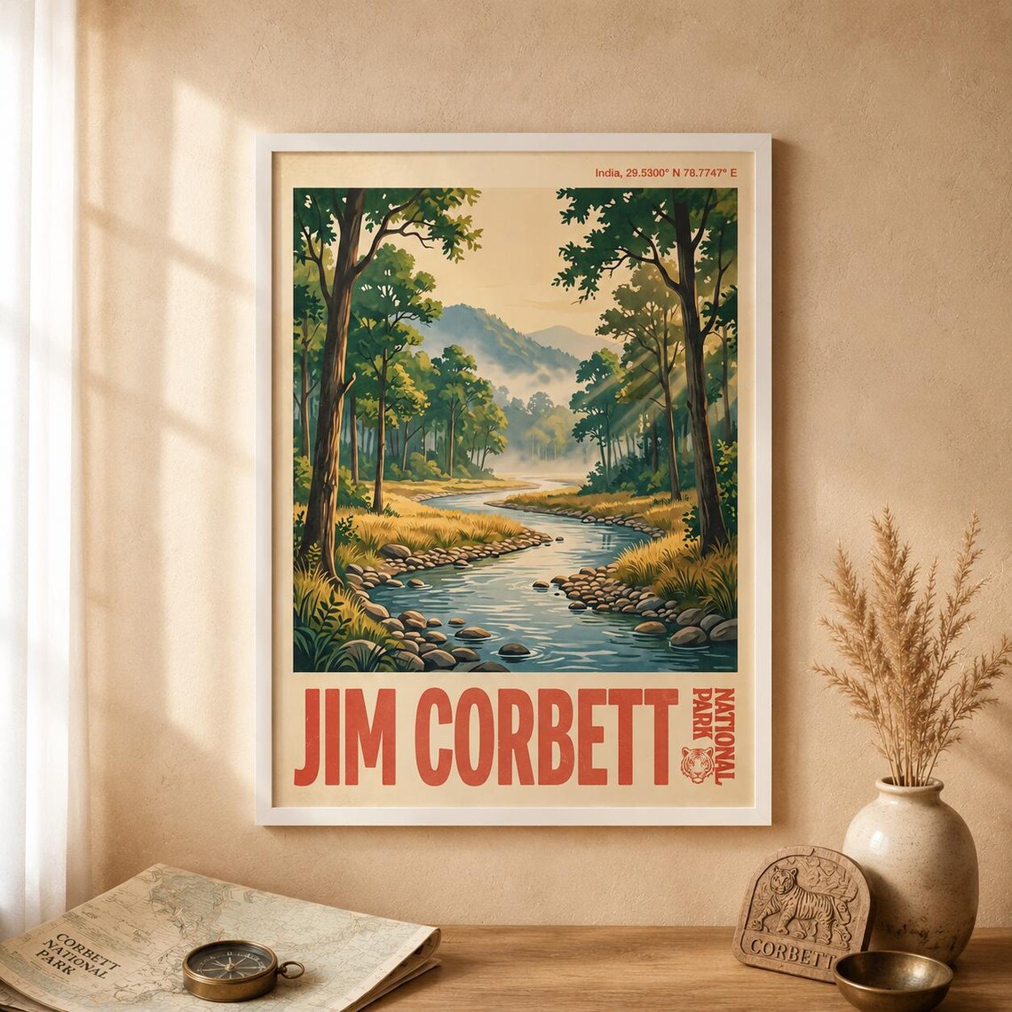 Jim Corbett National Park Vintage Travel Poster