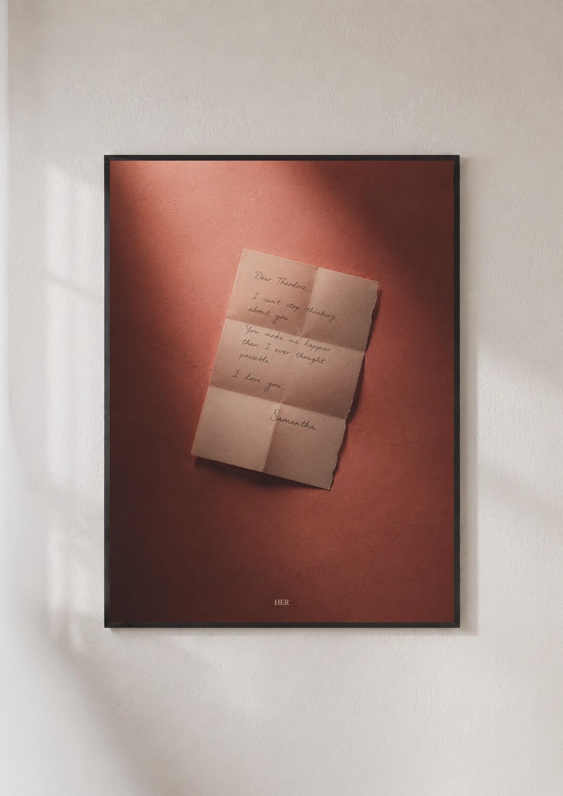 Her Movie Love Letter Samantha Theodore Romantic Red Film Poster