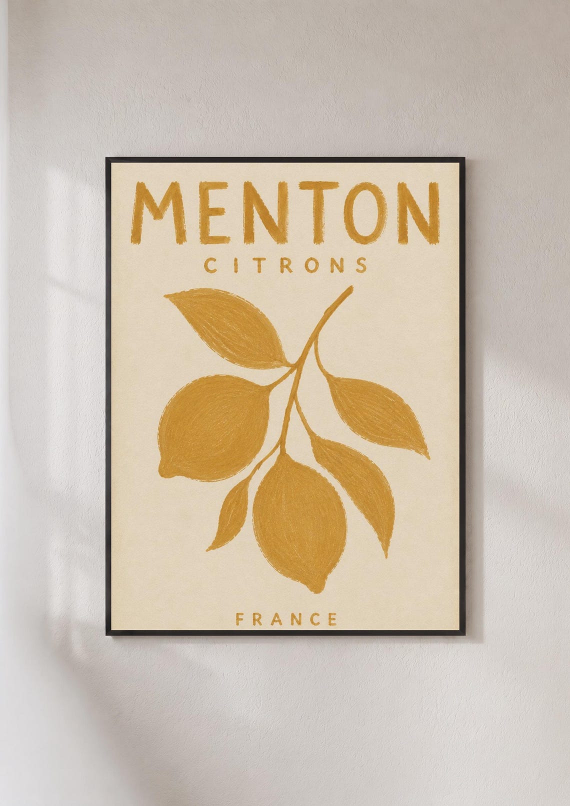 Menton Citrons France Hanging Lemons Botanical Retro Travel Poster