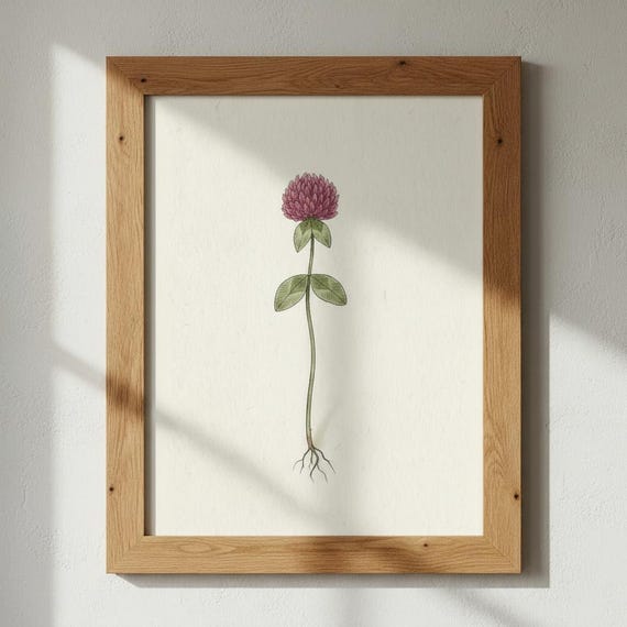 Red Clover Botanical Print Meadow Wildflower Poster