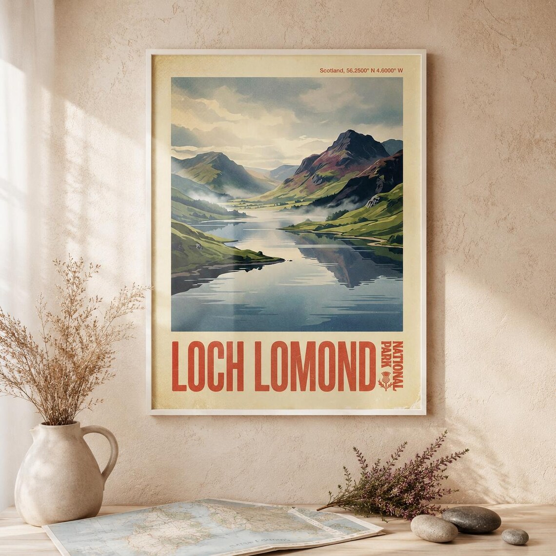 Loch Lomond National Park Mountains Lake Scotland Travel Poster