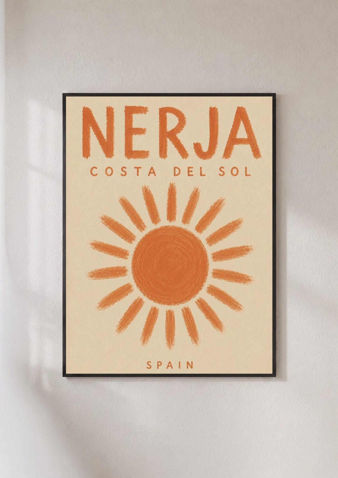 Nerja Costa Del Sol Spain Terracotta Sun Retro Travel Poster