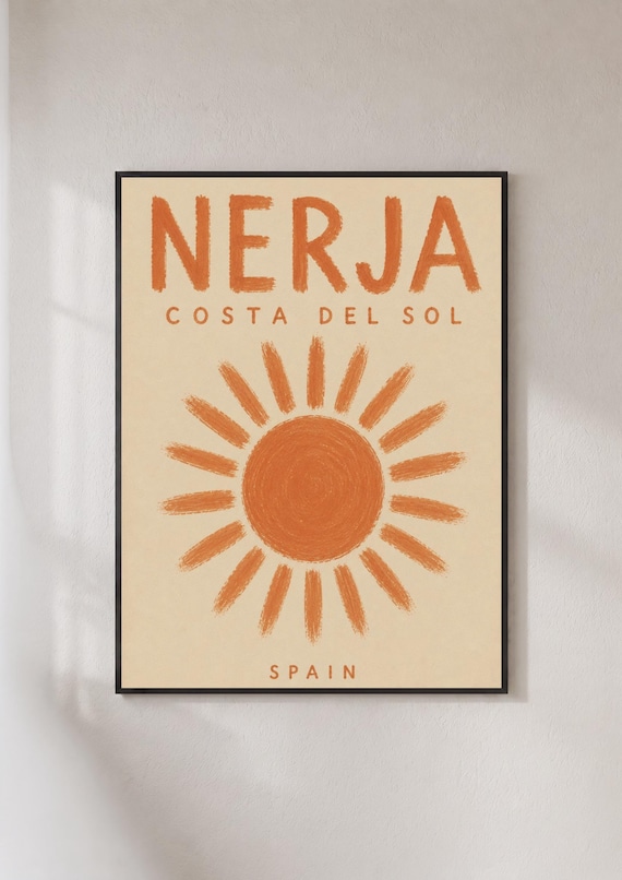 Nerja Costa Del Sol Spain Terracotta Sun Retro Travel Poster