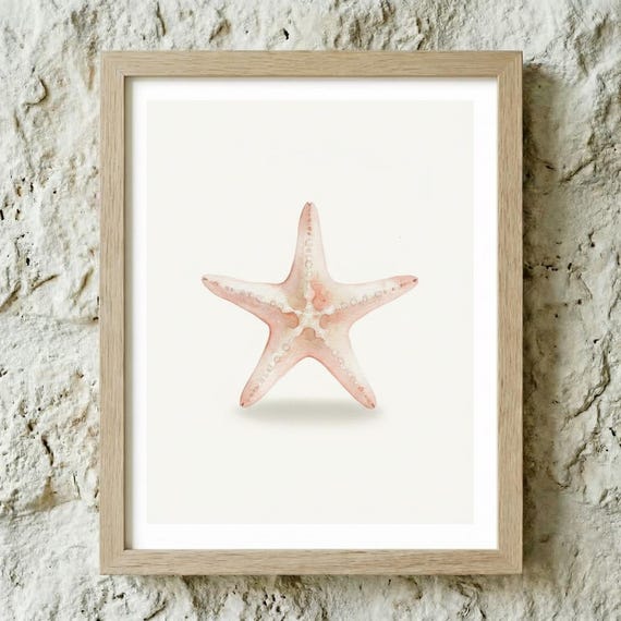 Starfish Print Coastal Wall Art Minimal Beach Decor Poster