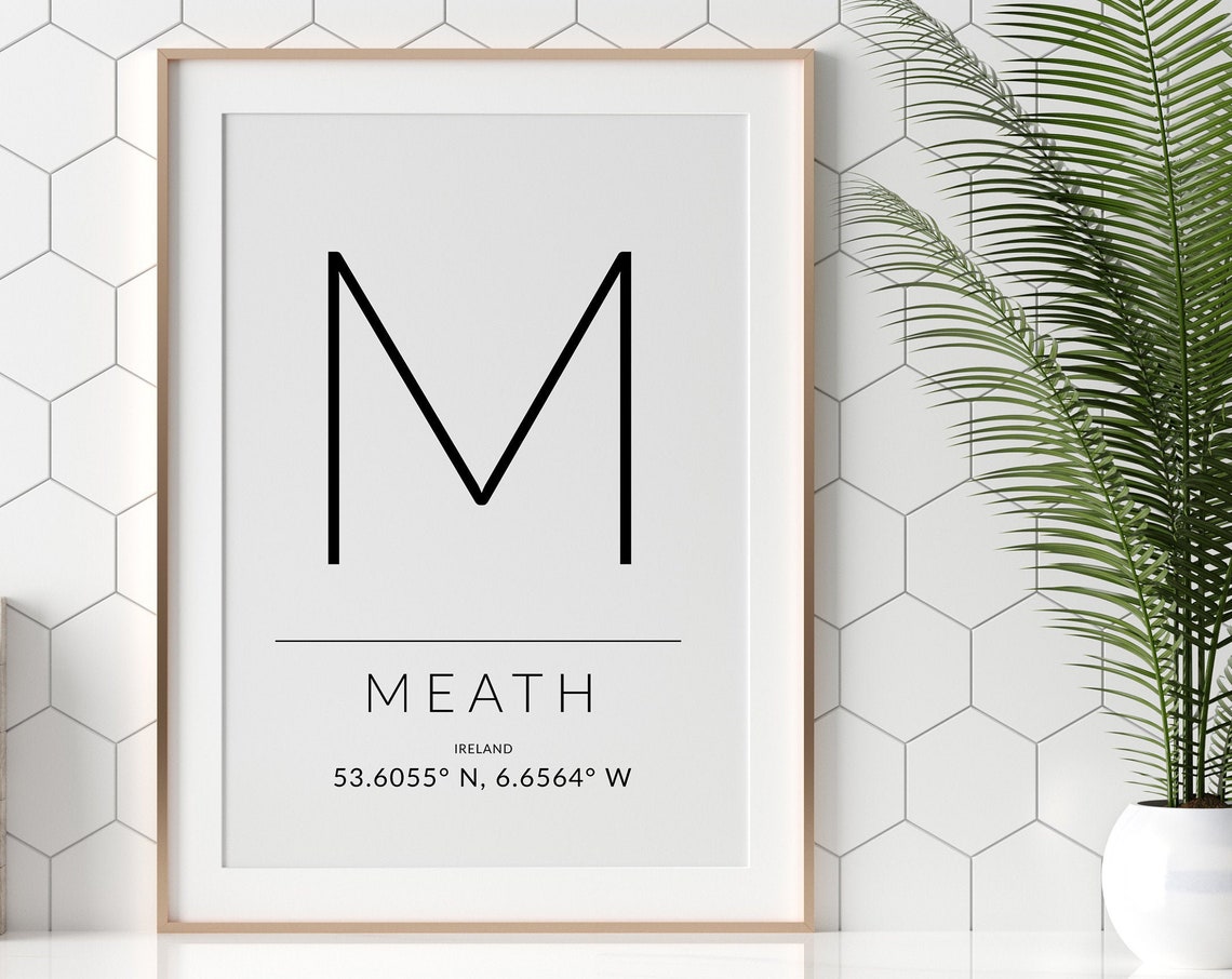Meath Ireland Letter M Monogram Coordinates Typography Poster - Image 2