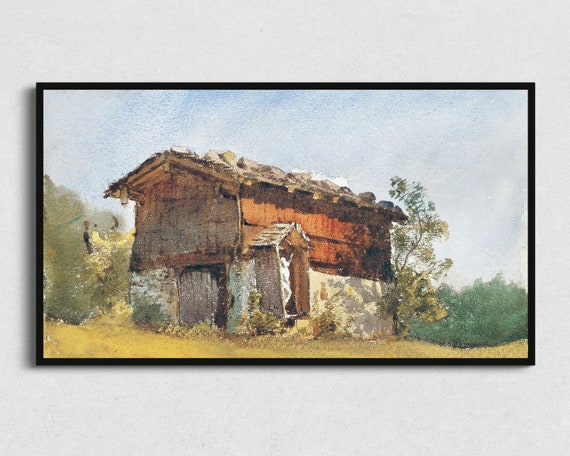 Vintage Farmhouse Art Frame Tv Antique Barn Watercolor Painting The Frame Tv