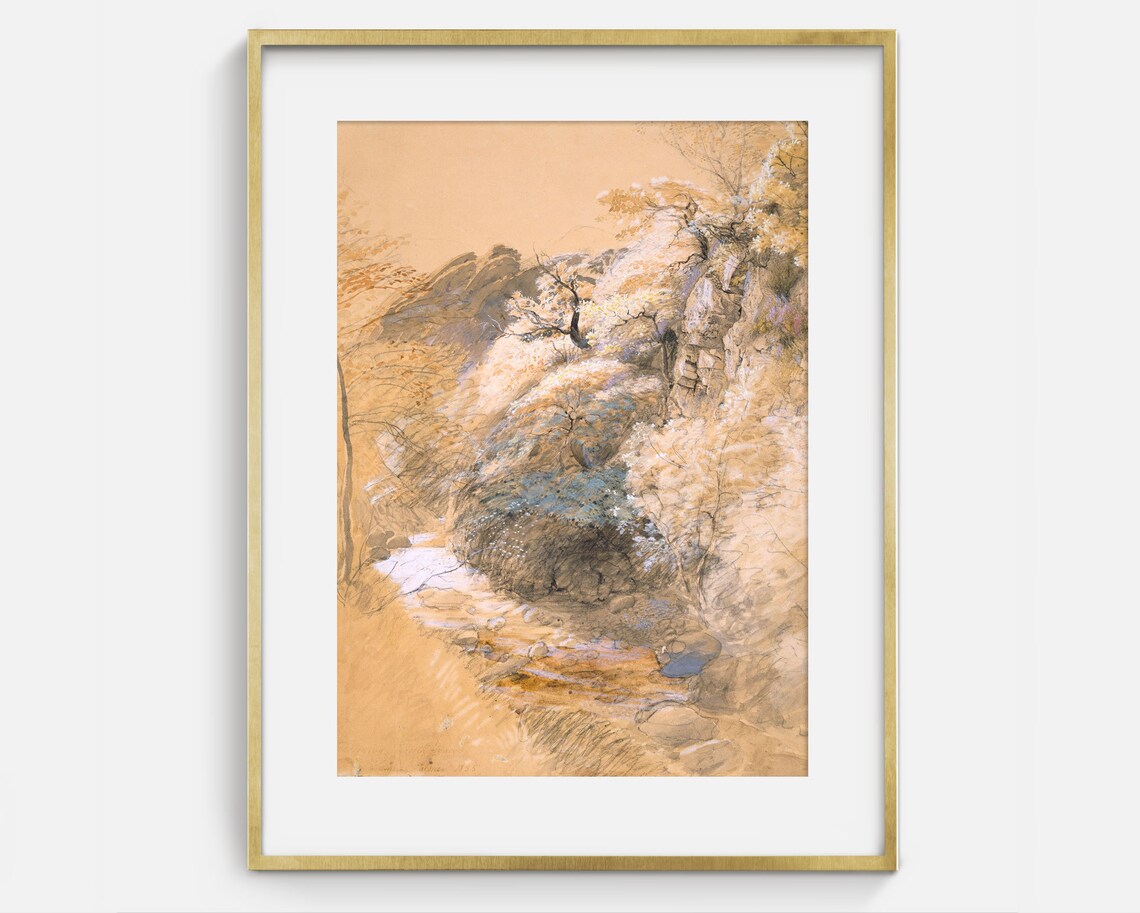 Vintage Desert Sketch Antique Landscape Drawing Art - Image 2