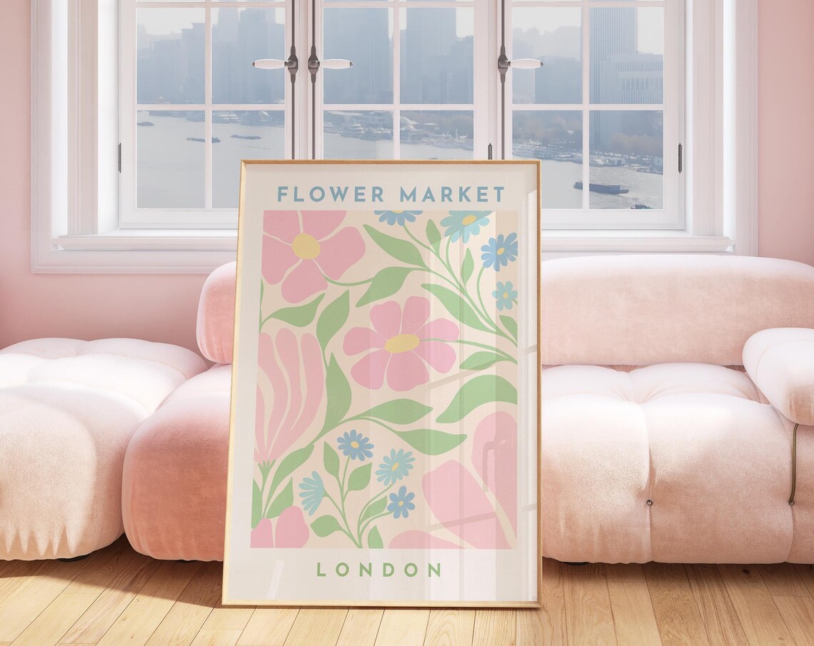 Danish Pastel London Flower Market Art Print