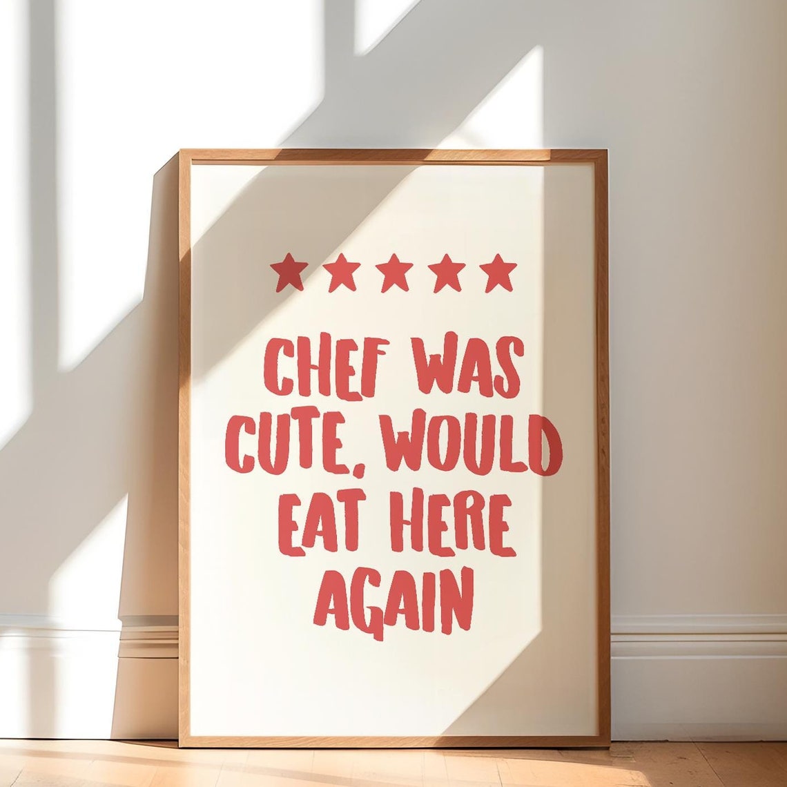 Chef Was Cute Would Eat Here Again Funny Red Kitchen Wall Poster