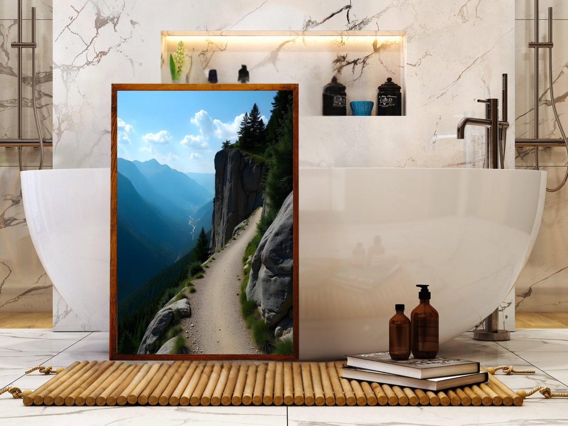 Scenic Mountain Path Nature Wall Art Print Misty Mountain Trail Landscape Poster Serene Valley View Artwork Adventure Home Decor - Image 4