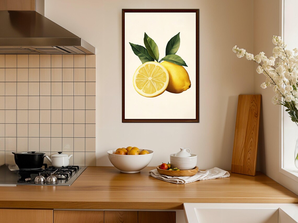 Lemon Wall Art Print Kitchen Decor Citrus Fruit Painting Yellow Lemon Art Modern Wall Art Minimalist Design Fresh Lemon Poster - Image 4
