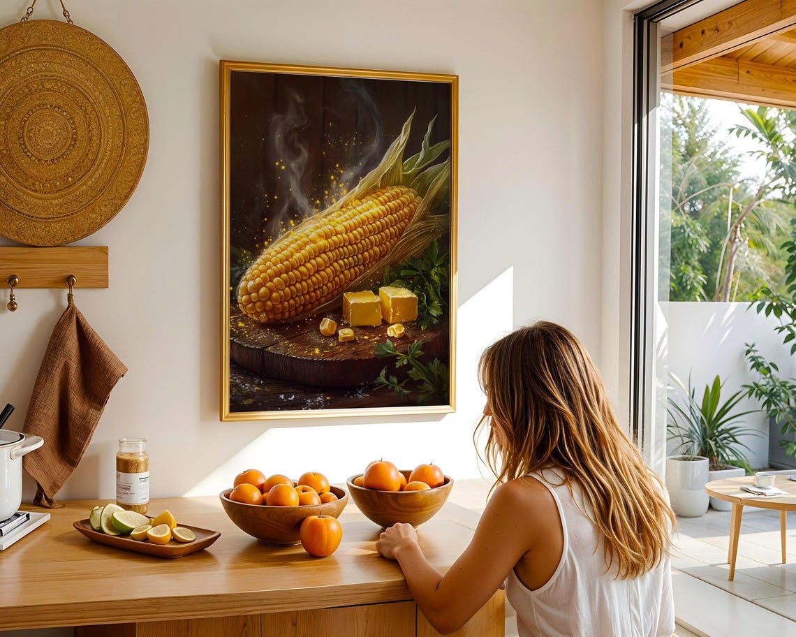 Steaming Buttered Corn Moody Gourmet Rustic Food Photo Poster - Image 5