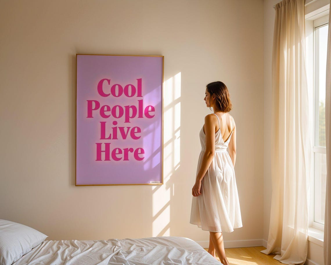 Cool People Live Here Pink Neon Typography Fun Statement Poster - Image 4