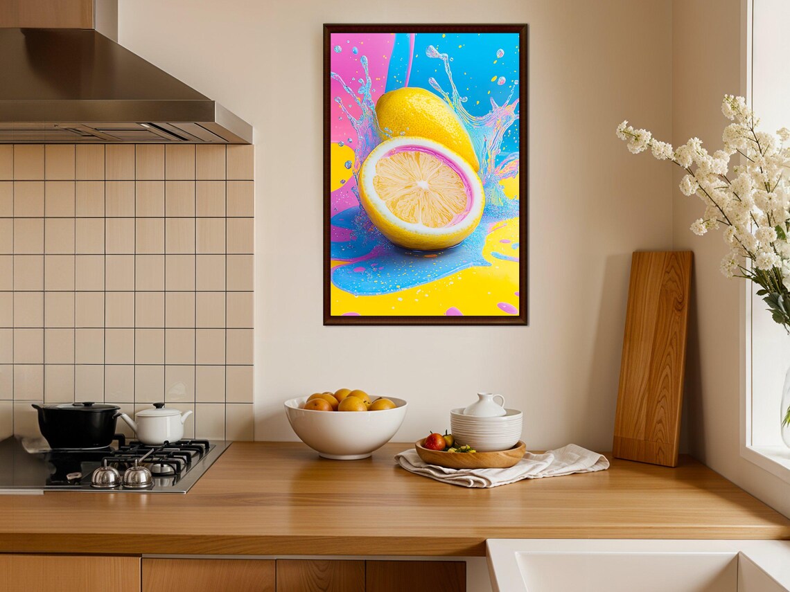 Lemon Splash Art Print Colorful Lemon Wall Art Vibrant Kitchen Decor Modern Fruit Artwork Citrus Home Decor Water Splash Poster - Image 4
