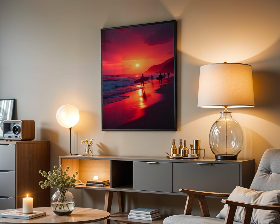 Sunset Beach Surfing Wall Art Coastal Sunset Ocean Wave Print Surfer Wall Decor Beach Landscape Photo Ocean Sunset Art - Image 5