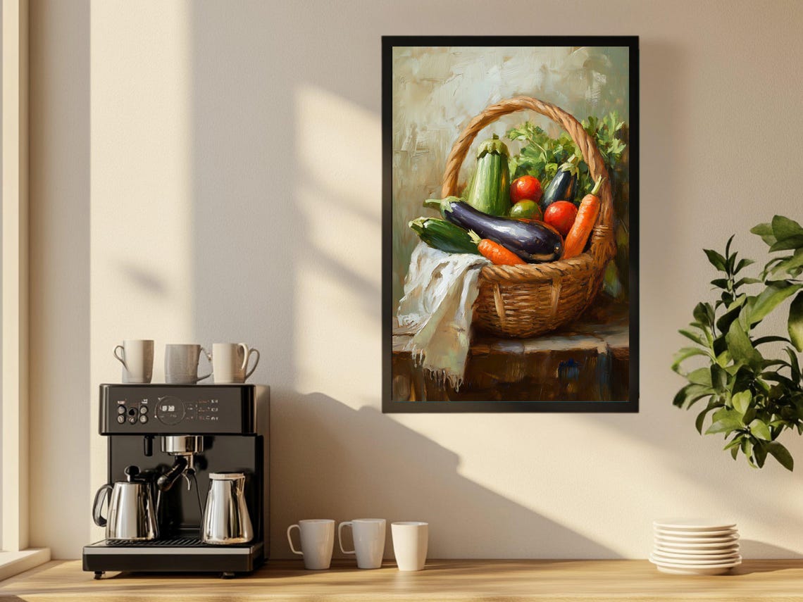 Rustic Basket Overflowing with Fresh Garden Vegetables Poster - Image 2