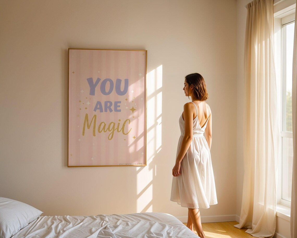 You Are Magic Wall Art Print Inspirational Decor Preppy Wall Art For Kids Room Playroom Girls Room Positive Quote Poster - Image 4