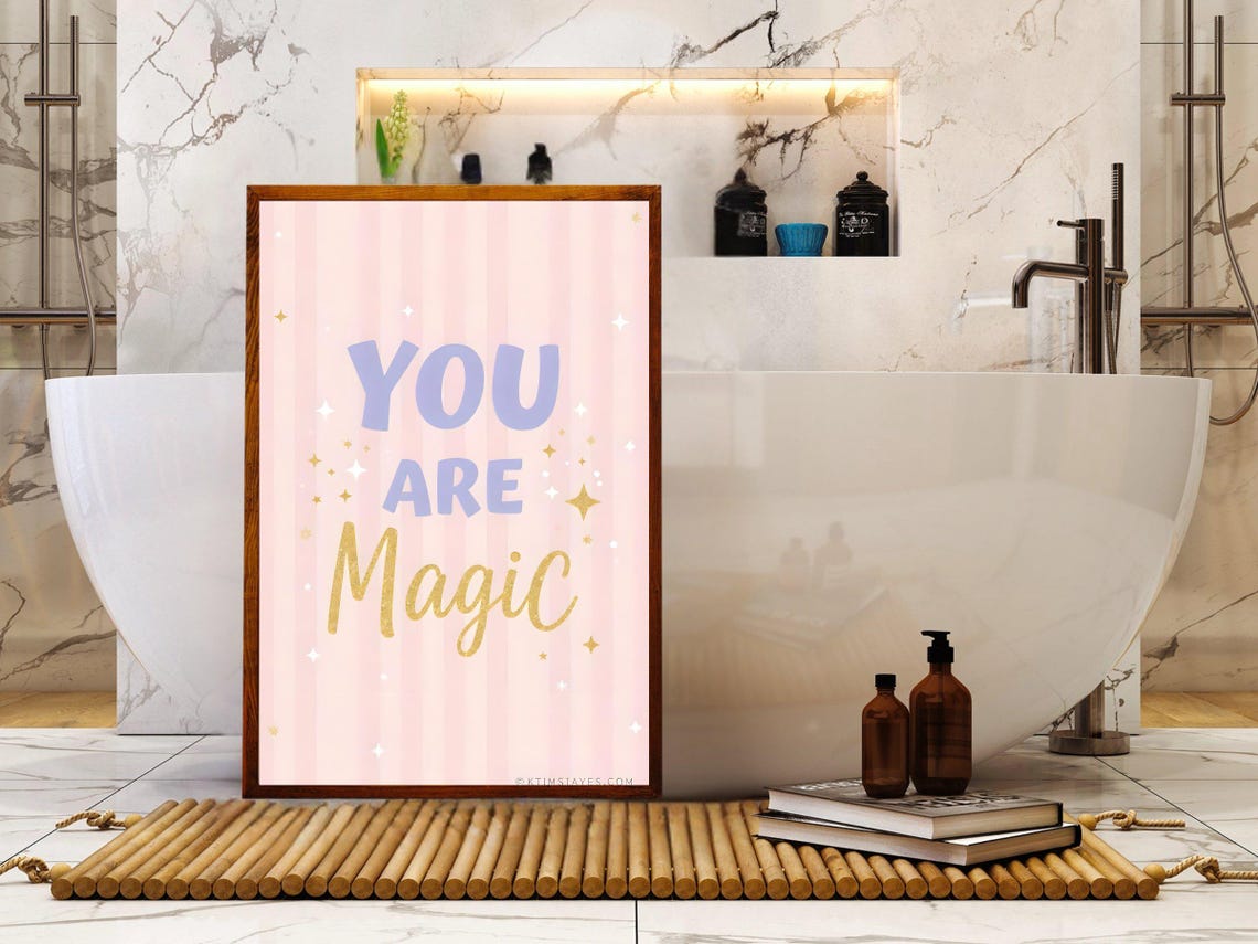 You Are Magic Inspirational Quote Poster with Gold Star Sparkles - Image 2
