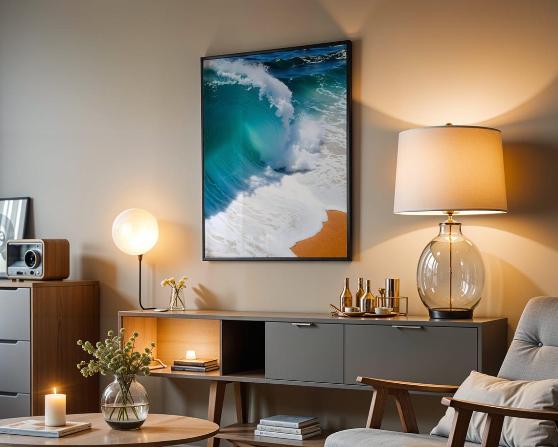 Turquoise Ocean Wave Crashing on Sandy Shore Aerial Photo Poster - Image 5