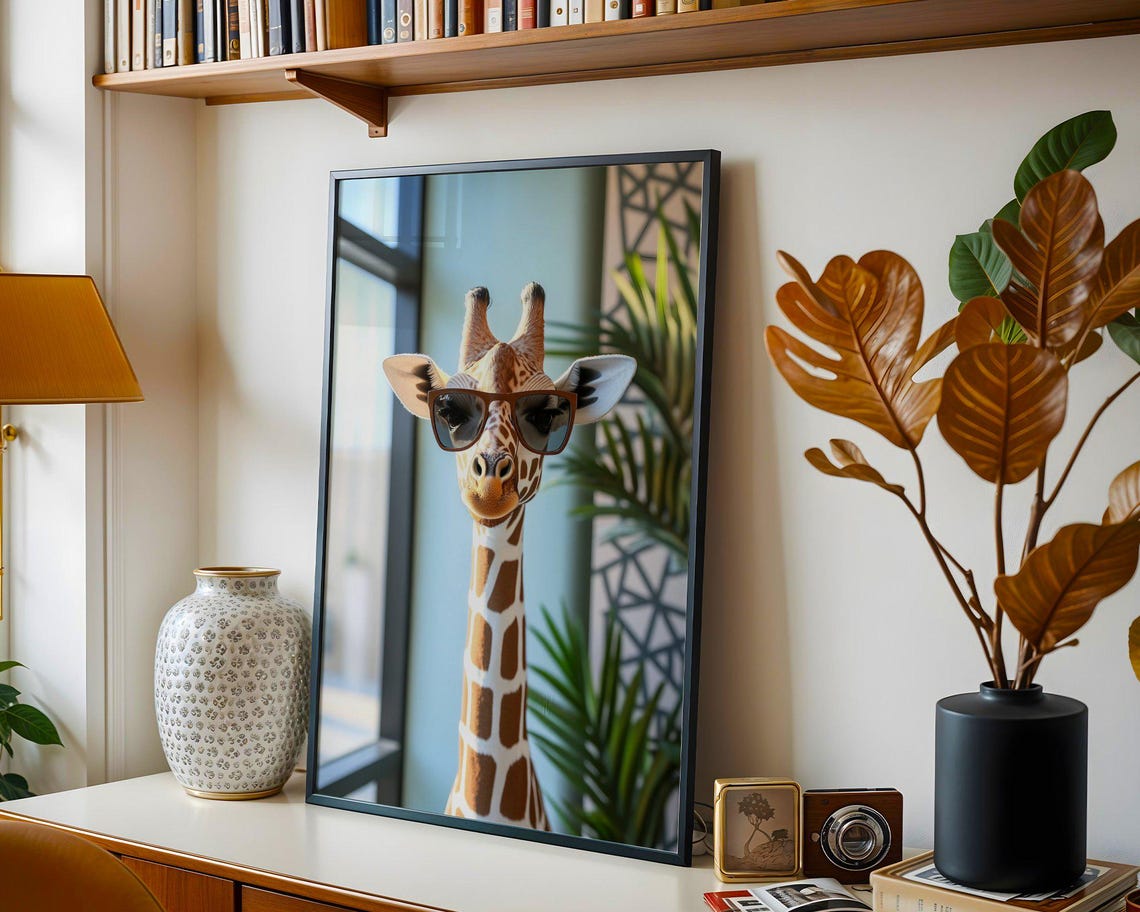 Cool Giraffe Wearing Sunglasses Colorful Safari Photography Poster - Image 5