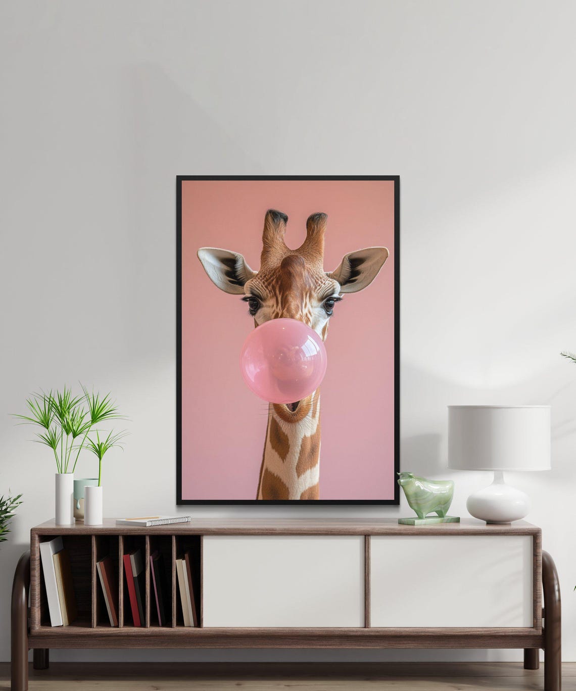 Giraffe Blowing Giant Pink Bubblegum Bubble Funny Safari Poster - Image 5
