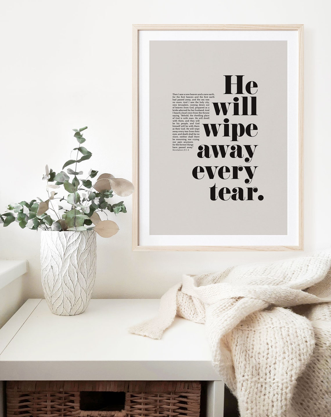 He Will Wipe Away Every Tear Revelation 21 Wall Art Christian Bible Verse Modern Scripture Poster Truth For Your Home - Image 6
