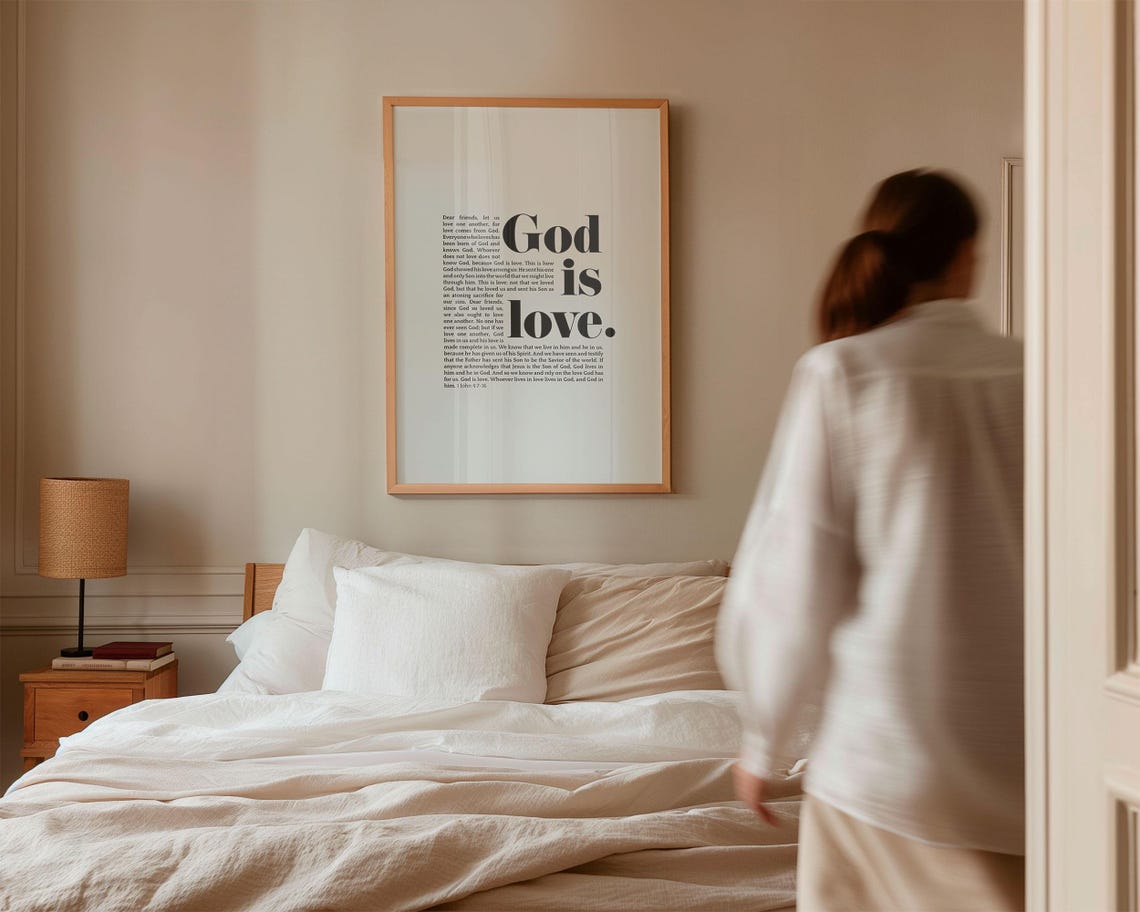Christian Bible Verse Print God Is Love 1 John 4 Artwork Baptism Gift Scripture Bible Verses About Love Love Verse