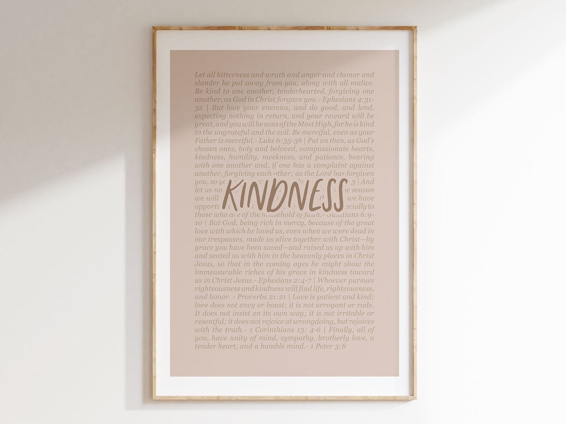 Kindness Fruit Of The Spirit Bible Verse Artwork Scripture Christian Poster Baby Nursery Home Decor Instant Print