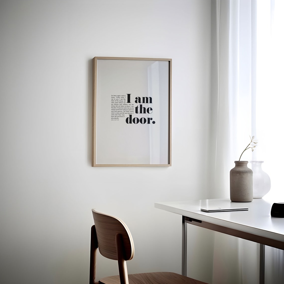 John 10 7 I Am The Door Bold Black Serif Scripture Typography Poster - Image 6
