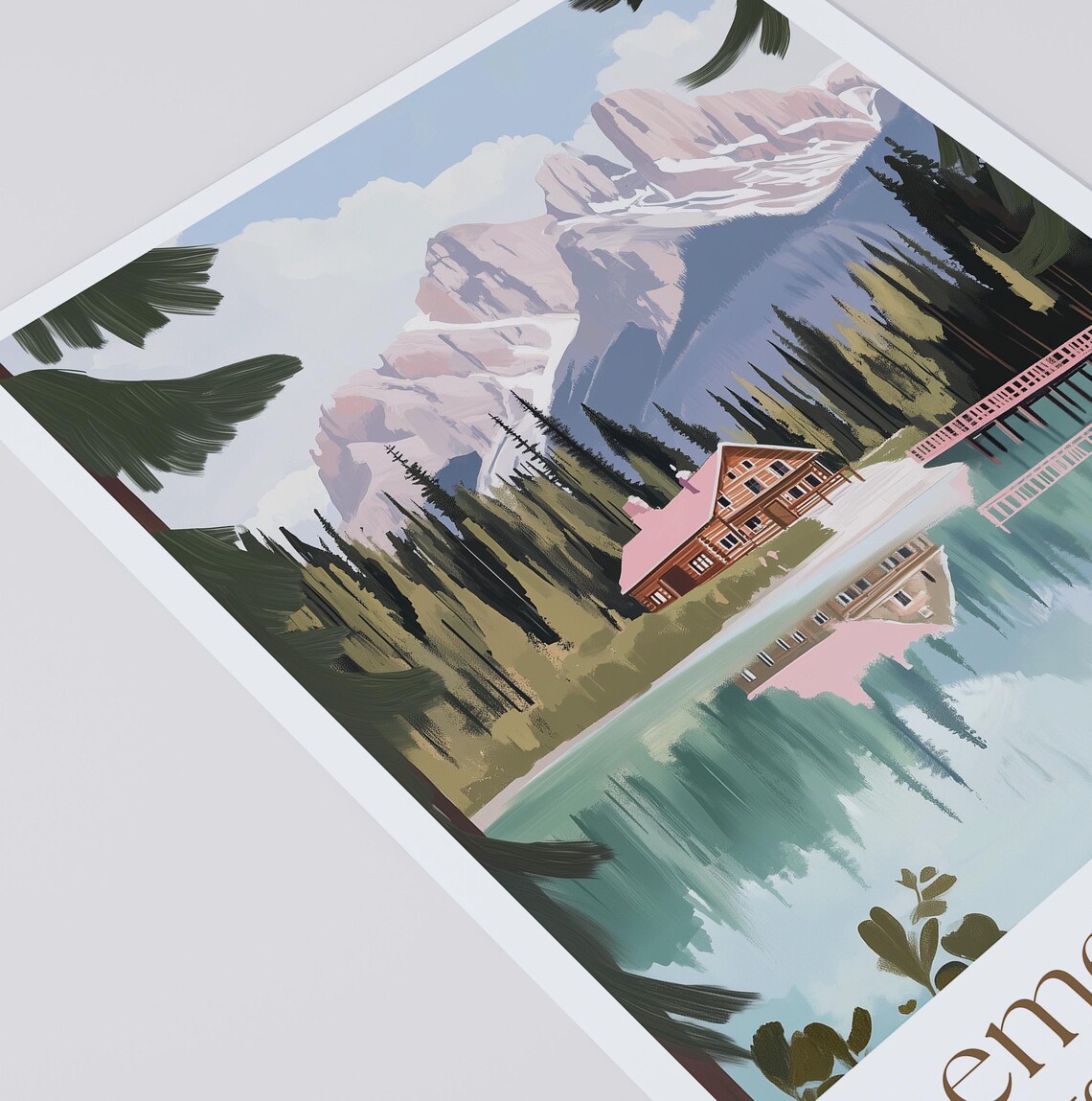 Emerald Lake Travel Poster, Canadian Rockies Art - Image 3