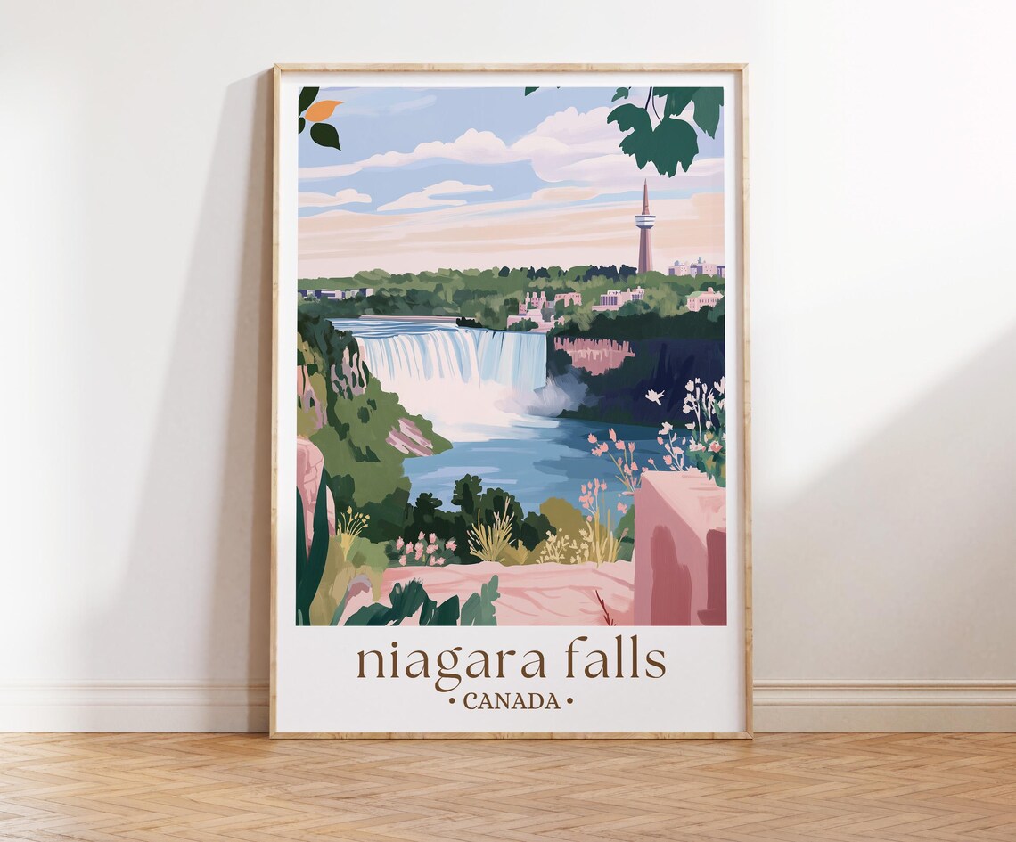 Niagara Falls Travel Poster, USA Canada Travel Gift
