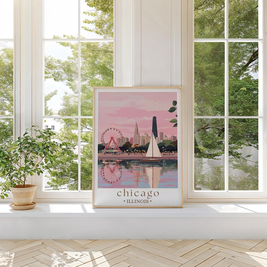 Chicago Skyline Travel Poster, Modern Cityscape Print - Image 2