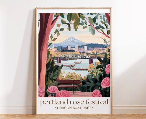 Custom Portland Rose Festival Dragon Boat Art Print