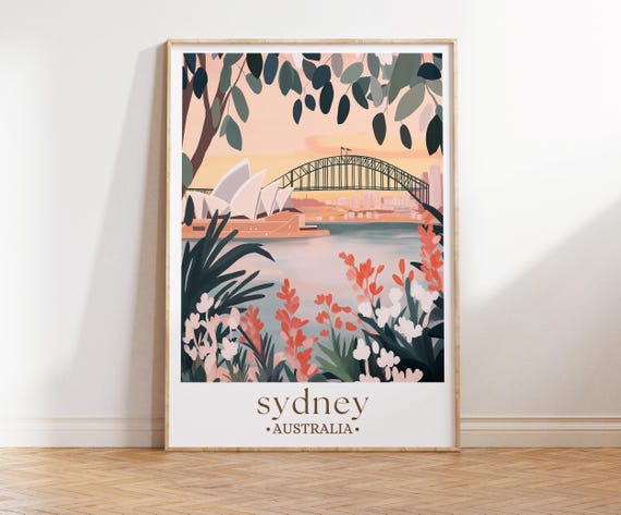 Sydney Minimalist Travel Poster, Modern Illustration
