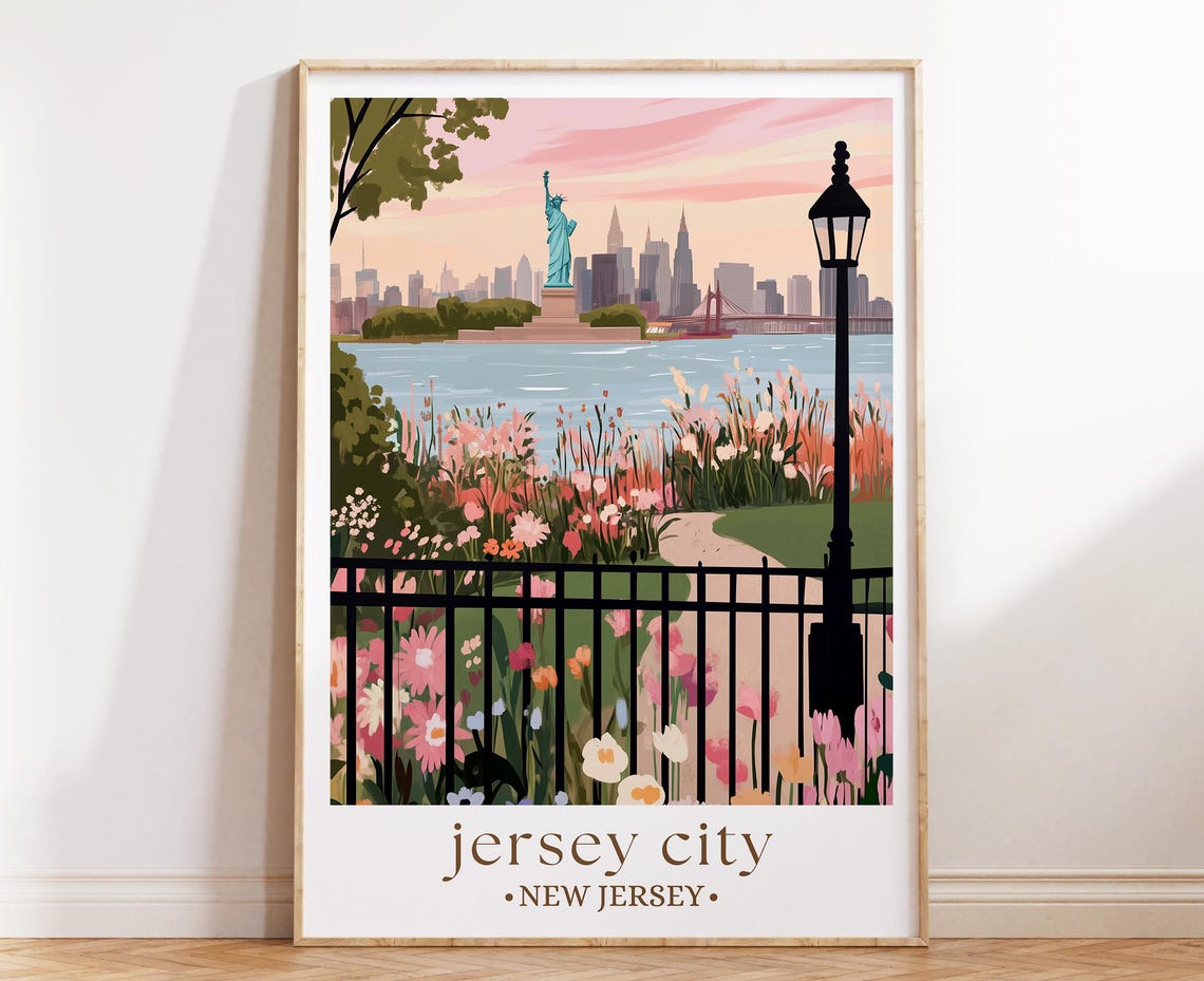 Jersey City New Print, Urban Skyline Poster