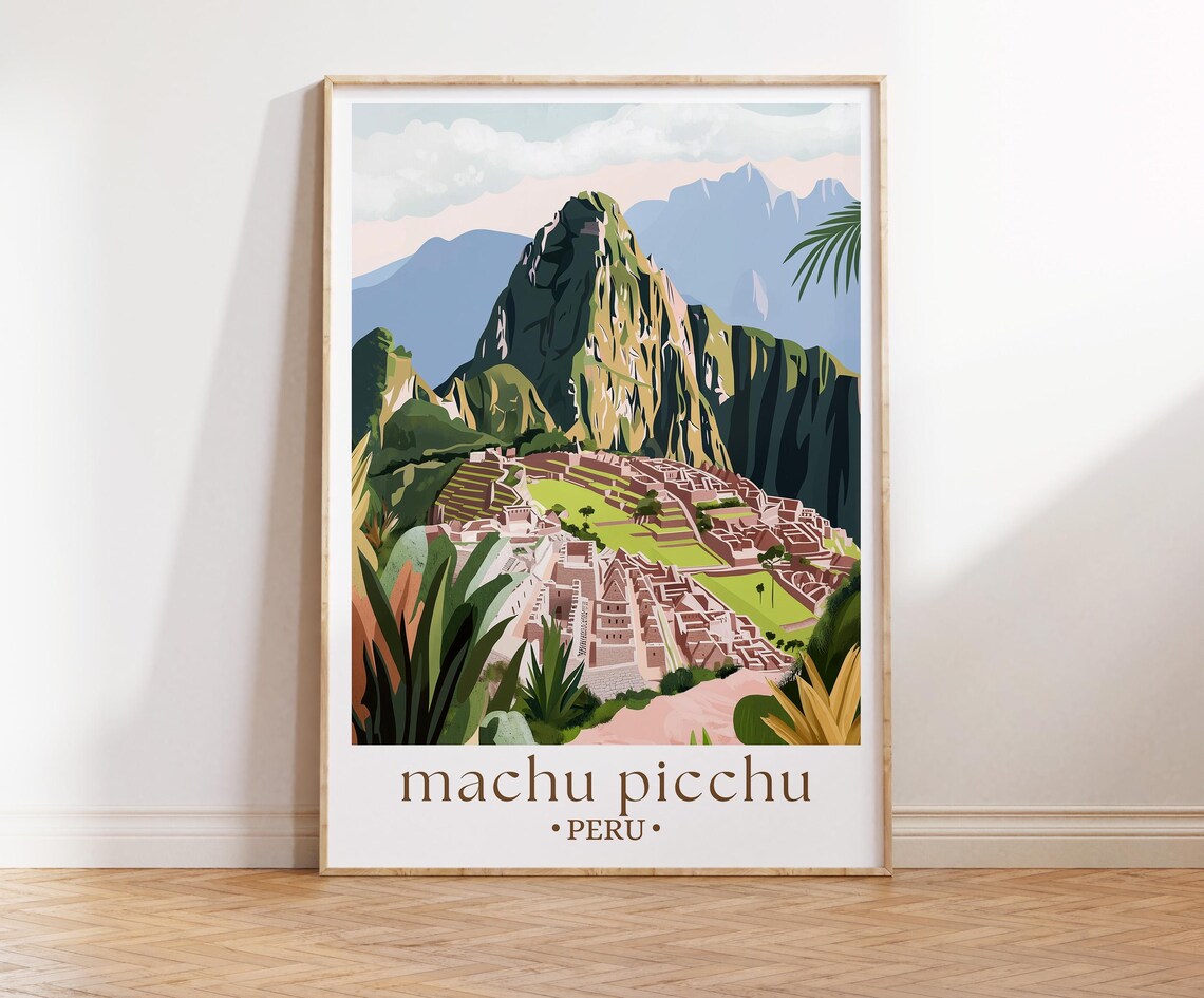 Machu Picchu Travel Poster, Peru Landscape Art Print