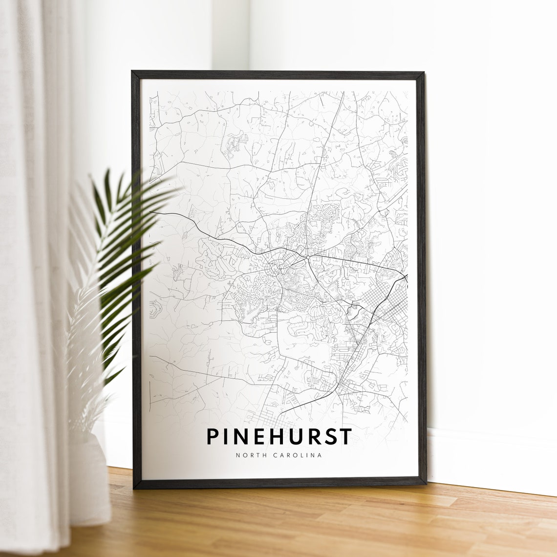 Pinehurst North Carolina Black And White Minimal City Map Art Poster - Image 2