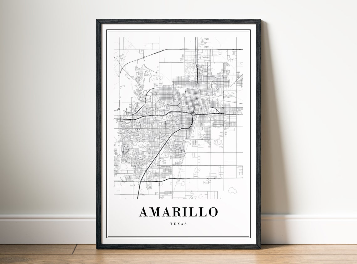 Amarillo Texas City Map Street Grid Minimalist Black White Poster - Image 5