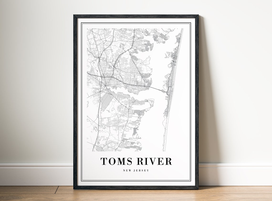 Toms River New Jersey Minimalist Black and White City Map Poster - Image 5