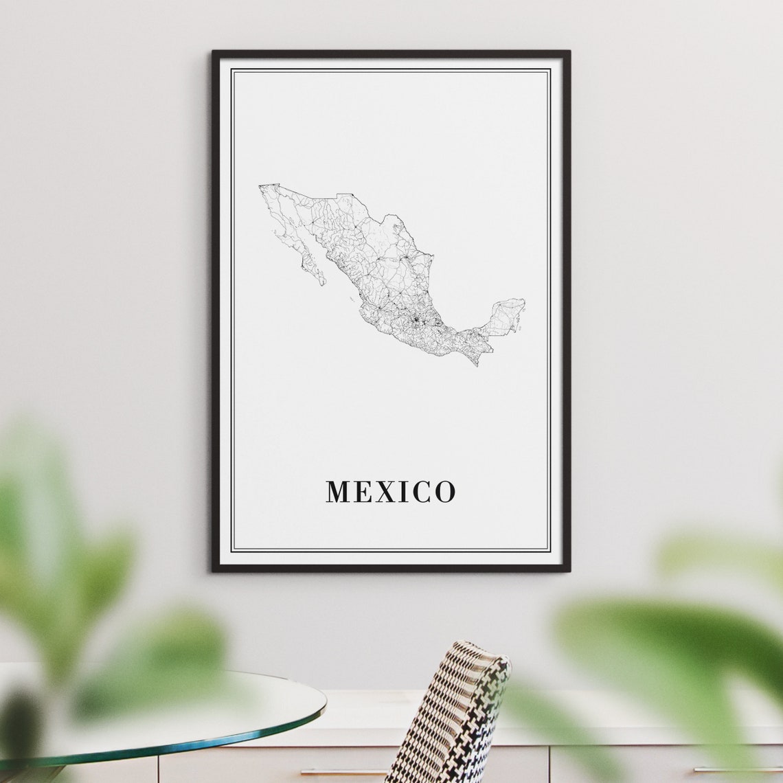 Mexico Map Black and White Art Print - Image 3