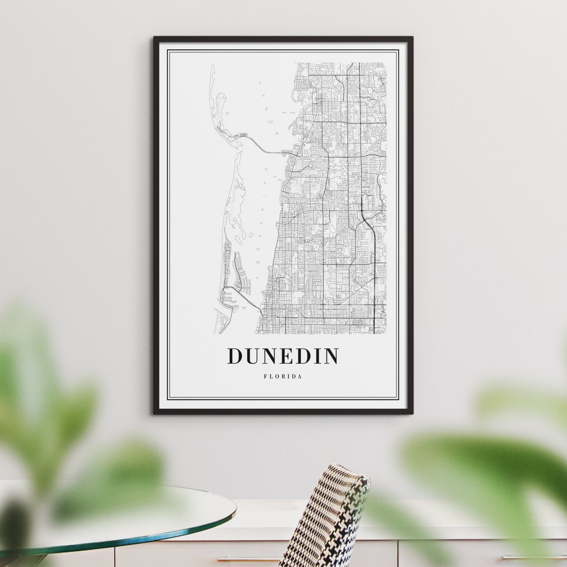 Dunedin Florida Minimalist Black Line City Street Map Poster - Image 3