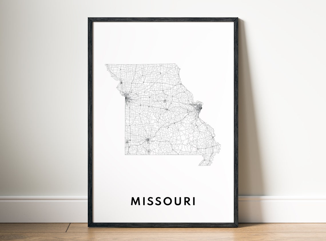 Missouri State Road Network Map Fine Line Art Poster Designs - Image 5