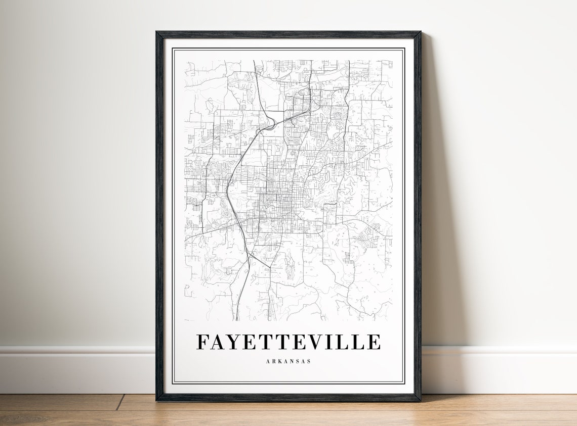 Instant Fayetteville Arkansas Map Print Fayetteville Poster Map Fayetteville Black And White Map Art Fayetteville - Image 5